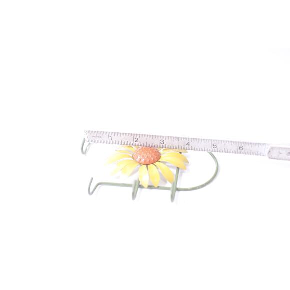 1960s, 70s, Flower Power, Yellow Daisy, Four Hooks, Hanger, Wall Mount, - Picture 3 of 4